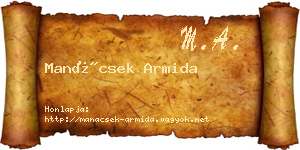 Manácsek Armida névjegykártya